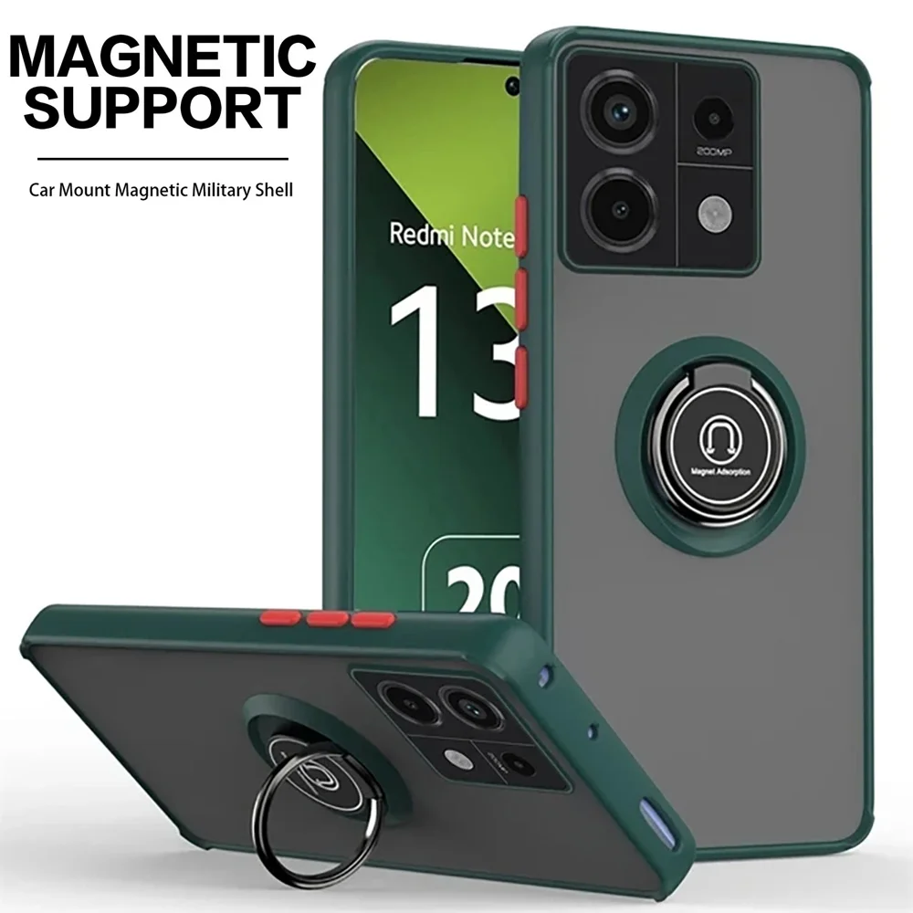 Shockproof Armor Phone Case with Magnetic 360° Rotating Holder Ring Cover