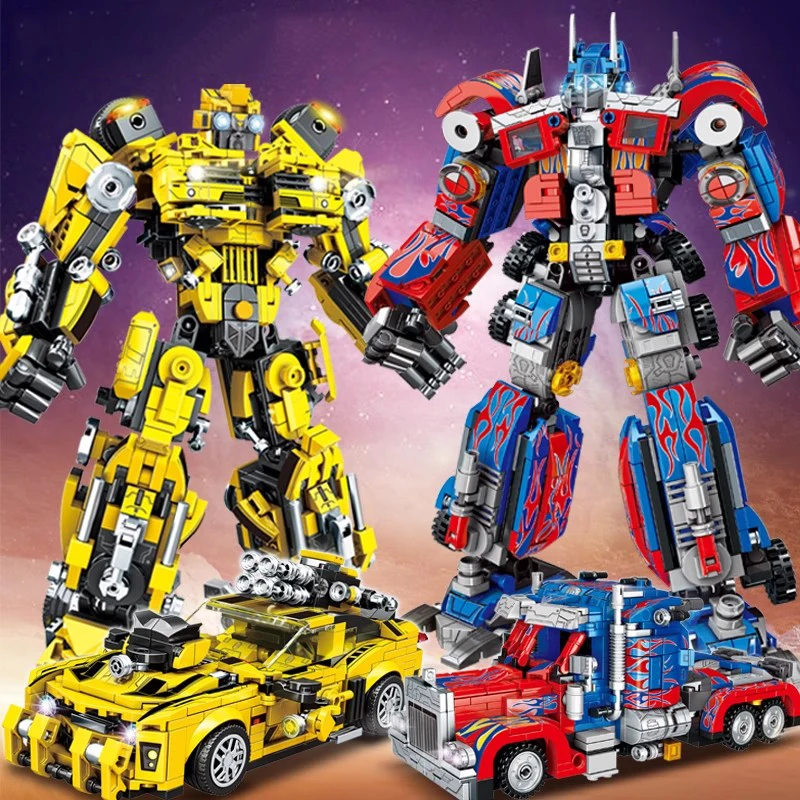800PCS Transformation Optimus Prime Bumblebee Building Blocks 10302 Truck Sport Car Bricks Toy Gift For Kid Children 4