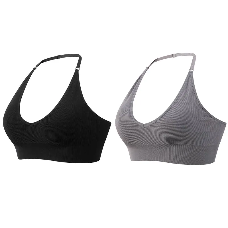 Women Lingerie Bra Flarixa Halter Sports Bra Women Seamless Padded Activewear Bra Fitness Yoga Top Bralette Back Invisible Gym Workout Underwear