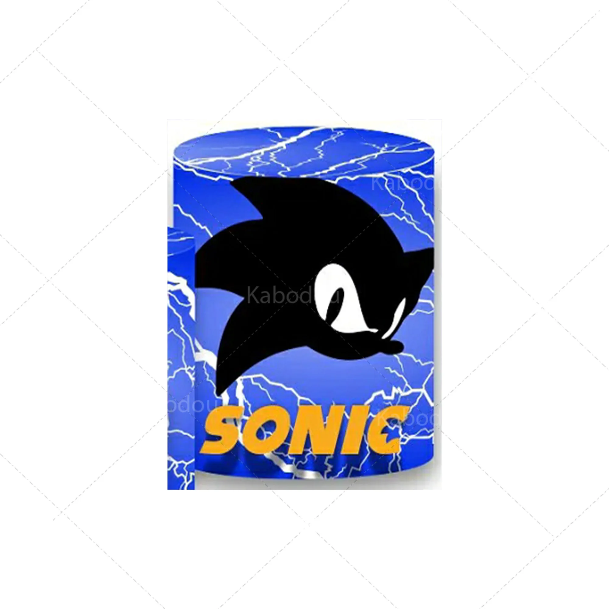 thumbnail image 1 of Fondo redondo de Sonic para niños, pancarta decorativa de feliz cumpleaños, fondo para fotografía, cubierta cilíndrica para baby shower, accesorios de estudio, 1 of 5