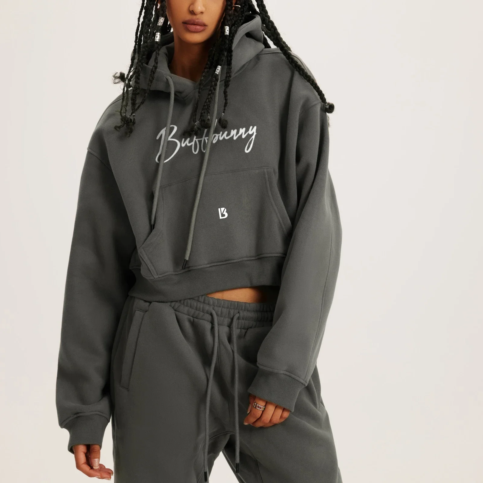 bunny Hoodies Women Winter Casual Wear Drawstring Crop Hoodies Loose Sportwear Fleece Gym Fitness Yoga Warm Hoody