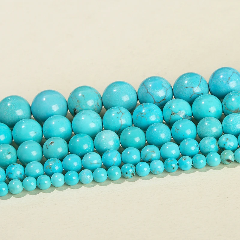 Natural Blue Turquoise Round Spacer Beads for Jewelry Making & DIY Crafts