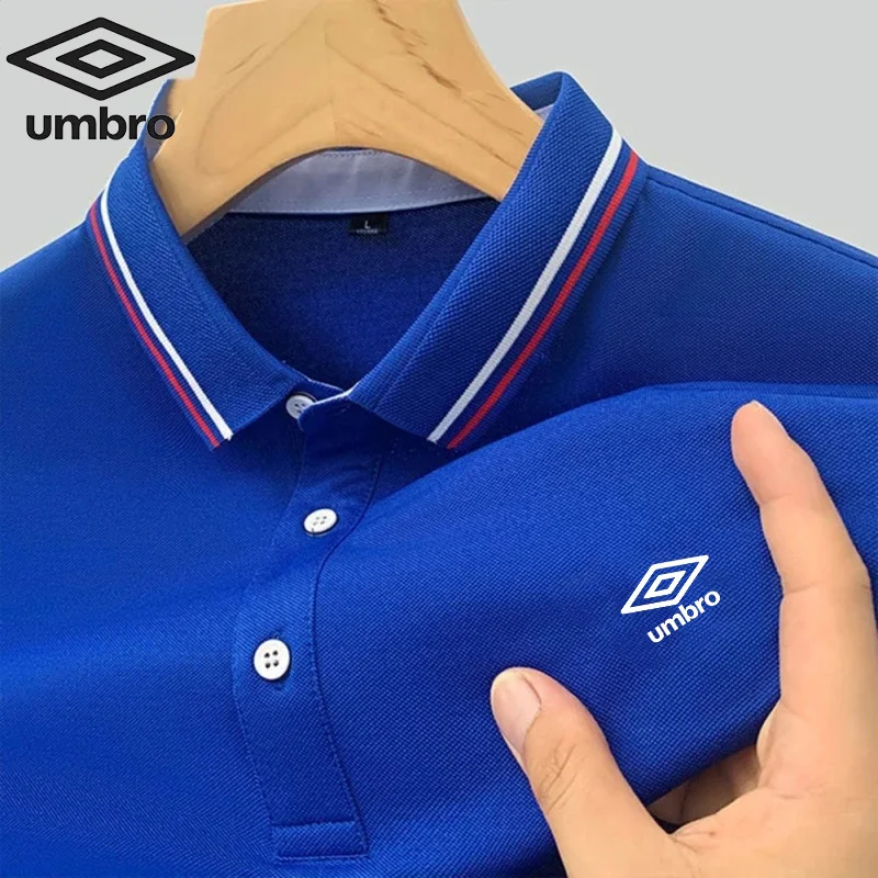 Umbro 남성용 하이 엔드 자수 폴로 셔츠, 비즈니스 레저 야외 스포츠 반팔 티셔츠, 여름 하이 퀄리티 패션