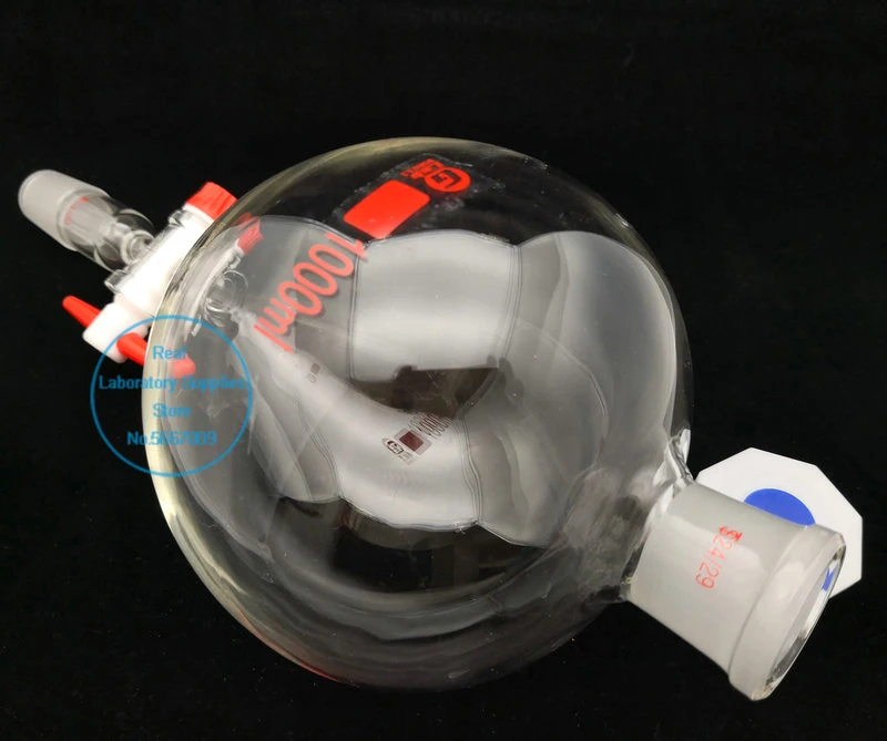 1PCS 25ml To 1000ml 19# 24# Ball-shaped Clear Lab Ground-in Mouth Glass Separating Funnel with PTFE Piston