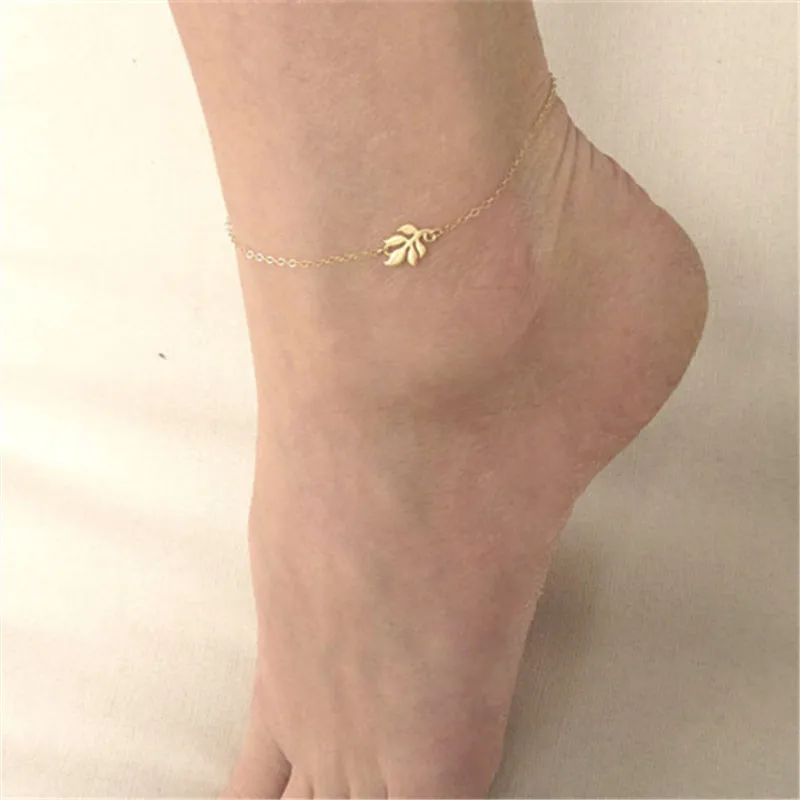 Ankle Chains Fashion Accessories Trendy Beach Style Chain Anklets for Women Gold Color Leaves Foot Ornament Jewelry