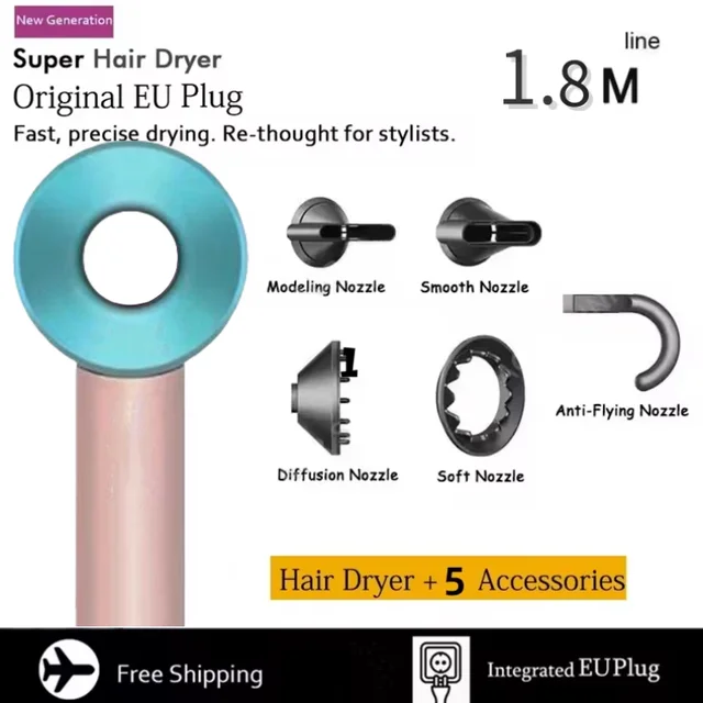 Professional Super Salon Hair Dryer Negative Ion Hair Care Quick Drying Leafless Hair Dryer Home Hair Straightener Accessories