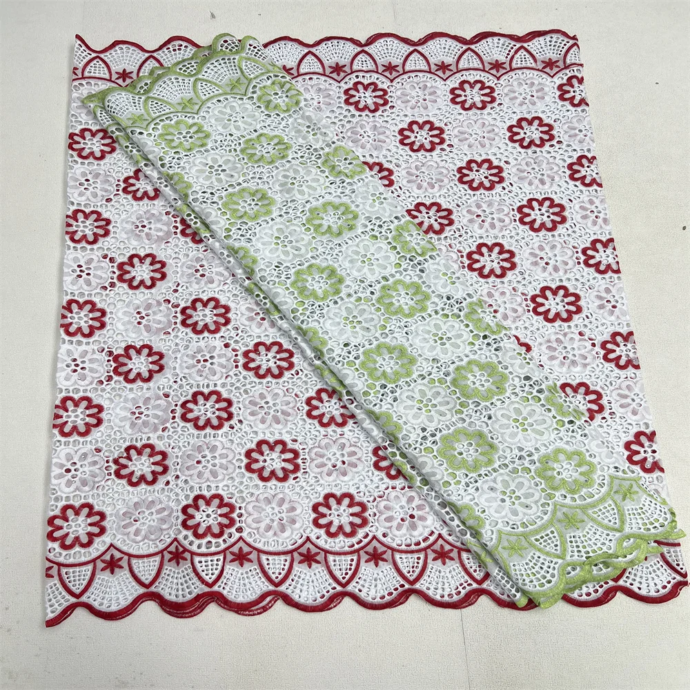 African Lace Fabric Cotton Swiss Voile Lace Nigerian Swiss Fabric For Wedding Dress Sew 2.5Yards+2.5Yards