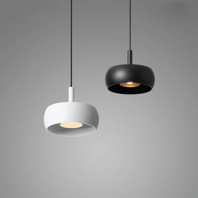 

Modern LED Iron Pendant Lamp Simplicity Bedside Living Frosted Handle Chandelier Nordic Suspension Light Black Lighting Fixtures
