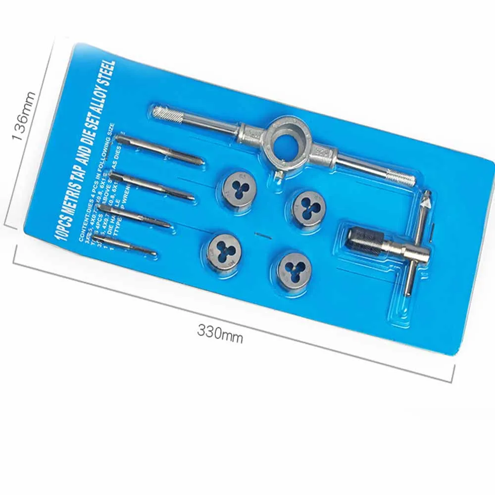 

10-Piece Metric Tap Die Set,Hand Tap Wrench,And Combination