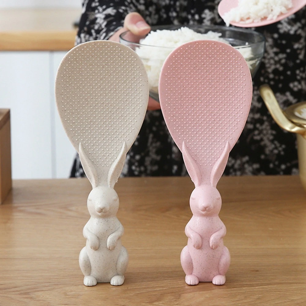 

Cute Fashion Wheat Straw Non Stick Home Standing Rice Spoon Kitchen Gadgets Rice Scoop Rice Paddle