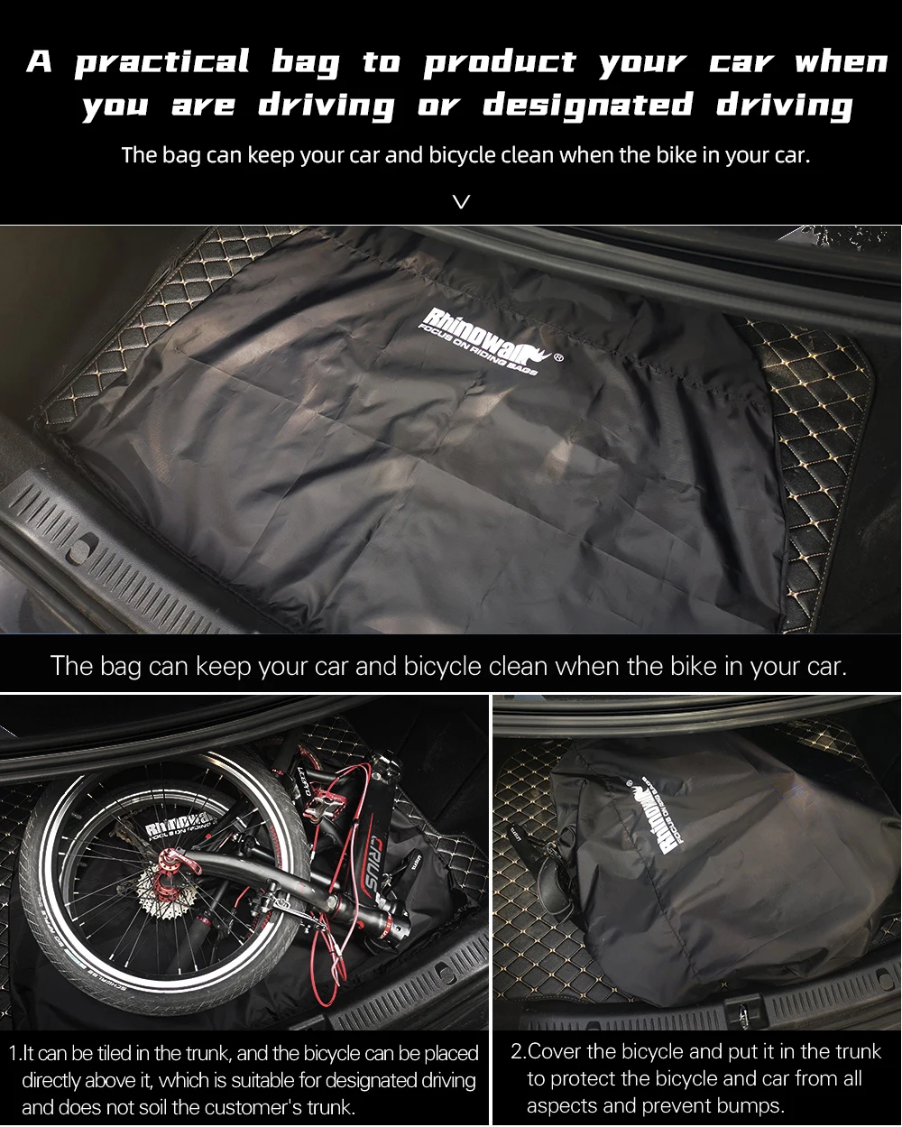 Rhino walk Klapp-Fahrrad-Aufbewahrung tasche, tragbar, 20-Zoll-oder 16-Zoll-Faltrake-Leichtfahrrad-Handtasche – Detail 8
