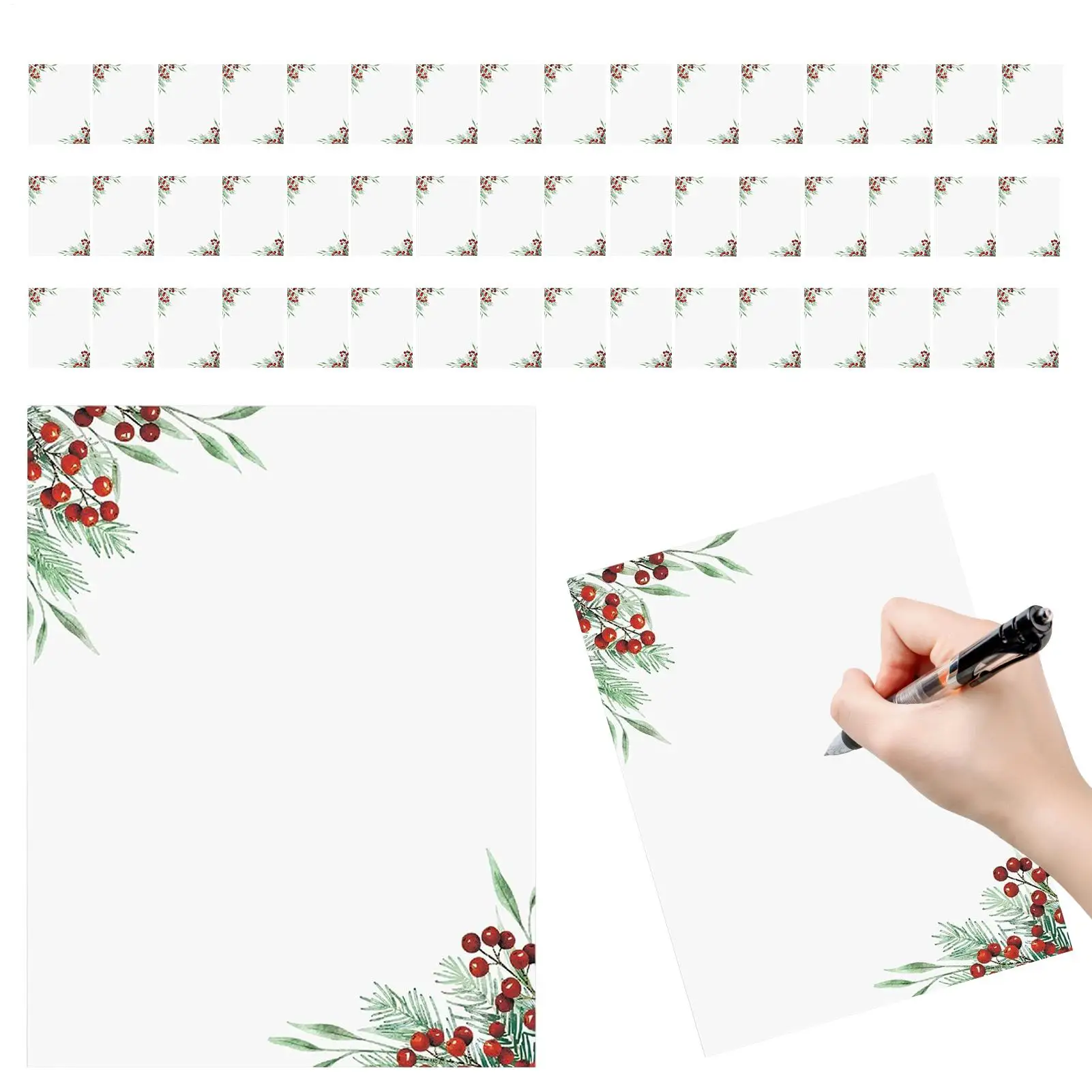 크리스마스 문구 용지 50장 테두리 디자인 휴일 용지 휴일 문구 용지 편지 메모 작성용 웨딩용