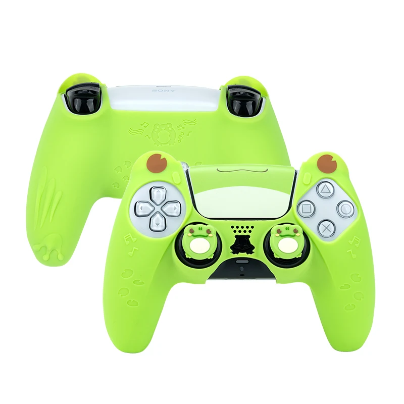 Geekshare Sapo Capa de Silicone Pele para Ps5 Estojo Controlador Concha Protetora Verde para Sony Playstation Acessórios para Jogos Presente