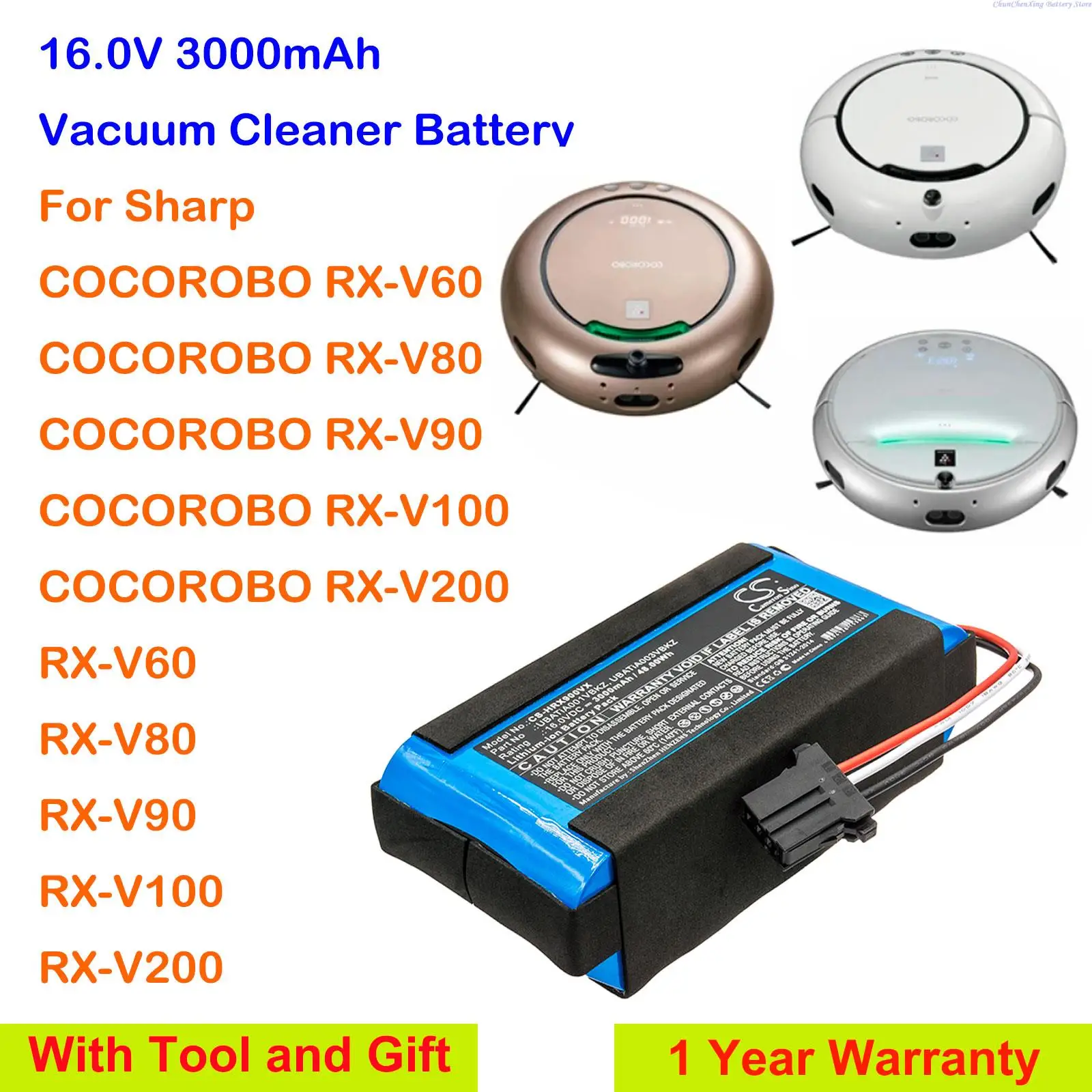 cameron-sino-3000mah-vacuum-cleaner-battery-lis5003spp-for-sharp-cocorobo-rx-v60-rx-v80-rx-v90-rx-v100-rx-v200