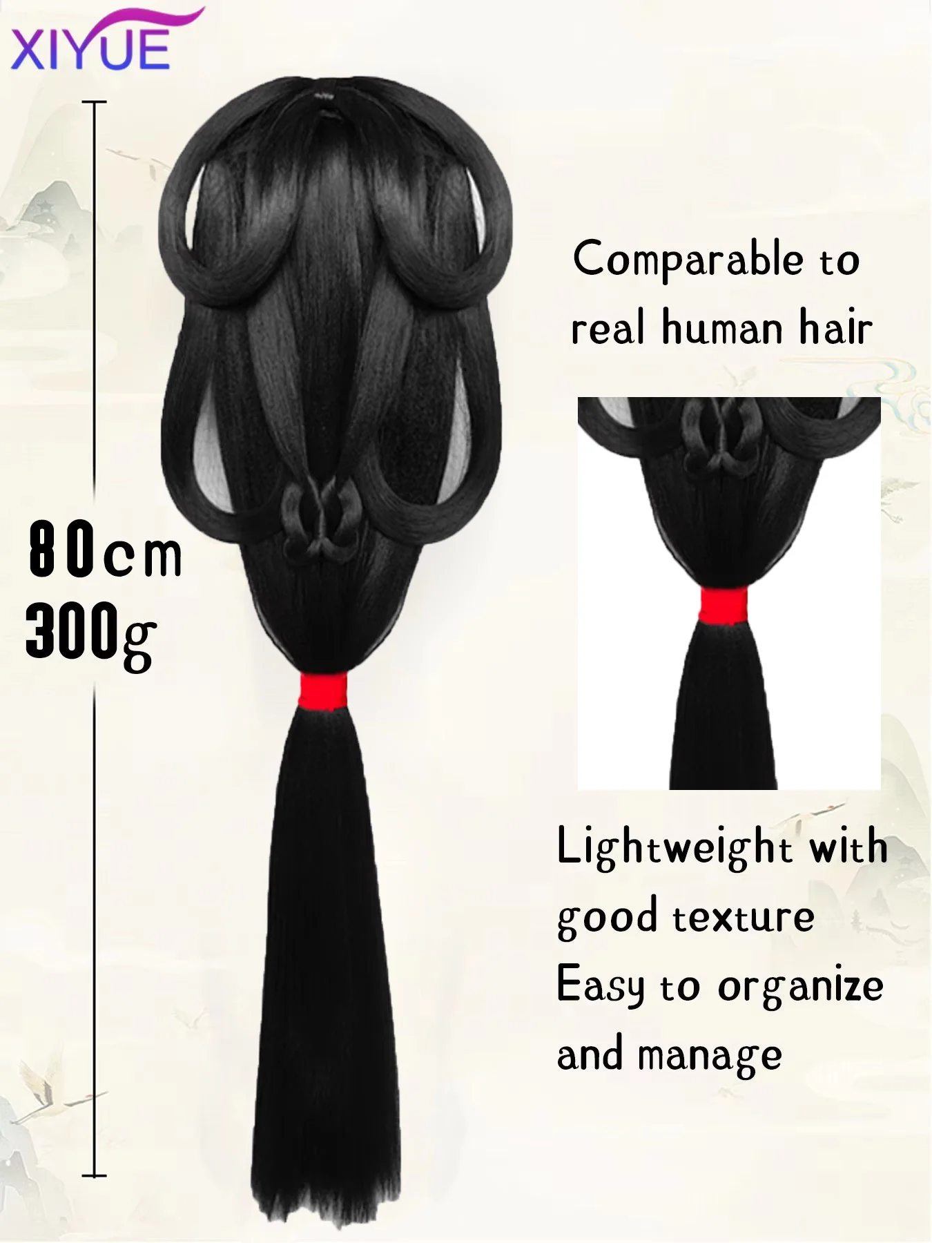 XIYUE Synthetic Warring States Robe Wig Headdress Wei And Jin Style Bun Ancient Costume Back Hair Press Hair Bag Hanfu Wig ﻿