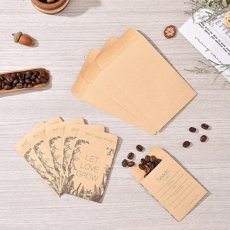 Kraft Paper Envelopes Seed Storage Envelopes 100PCS Self Sealing Seed Packets