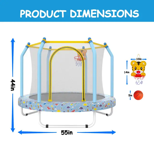 Trampoline for Toddlers Indoor Outdoor with Basketball Hoop Total Protection Safety Approved