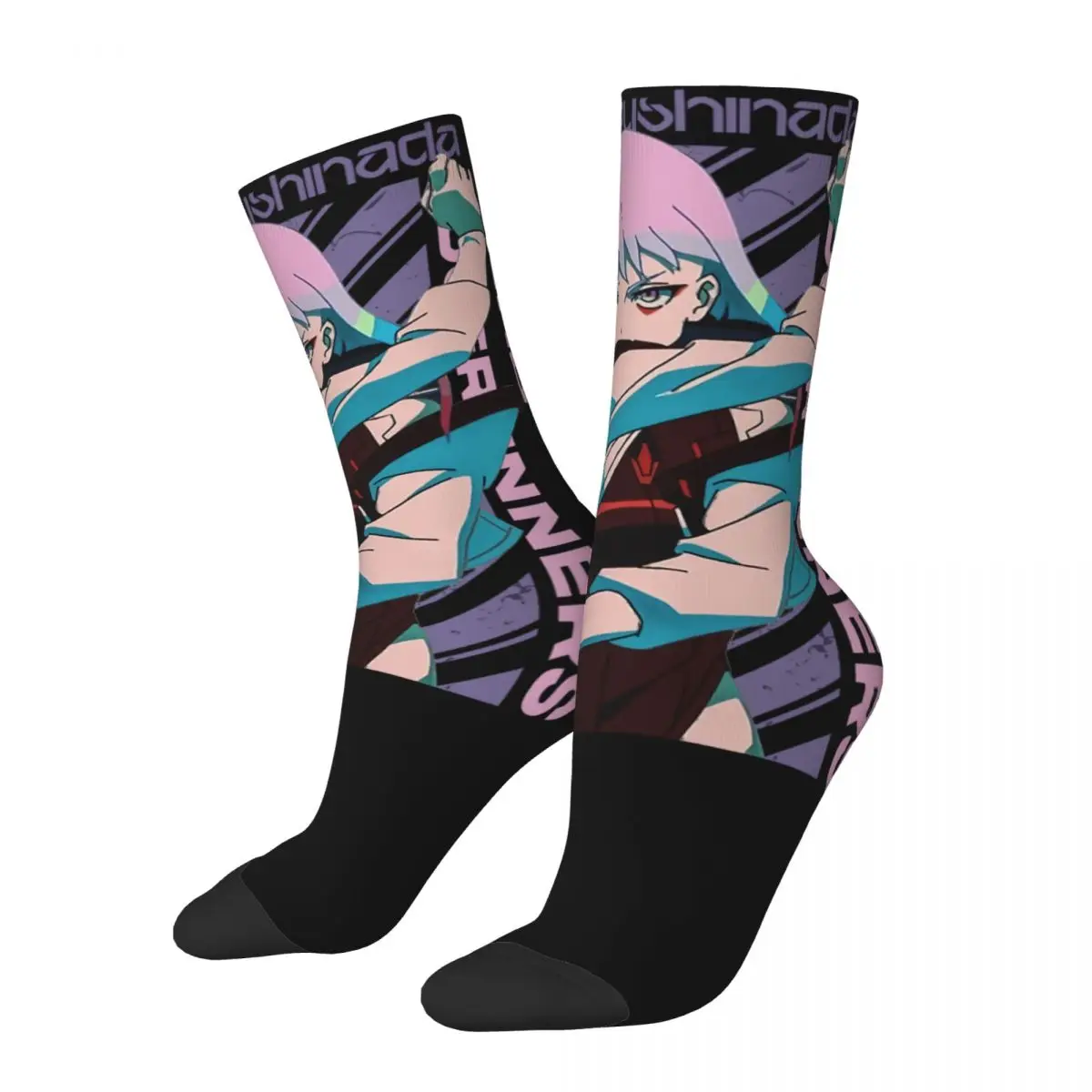 

Funny Happy Men's compression Socks Lucyna Kushinada Classic Vintage Harajuku Edgerunners Anime Hip Hop Pattern Crew Sock