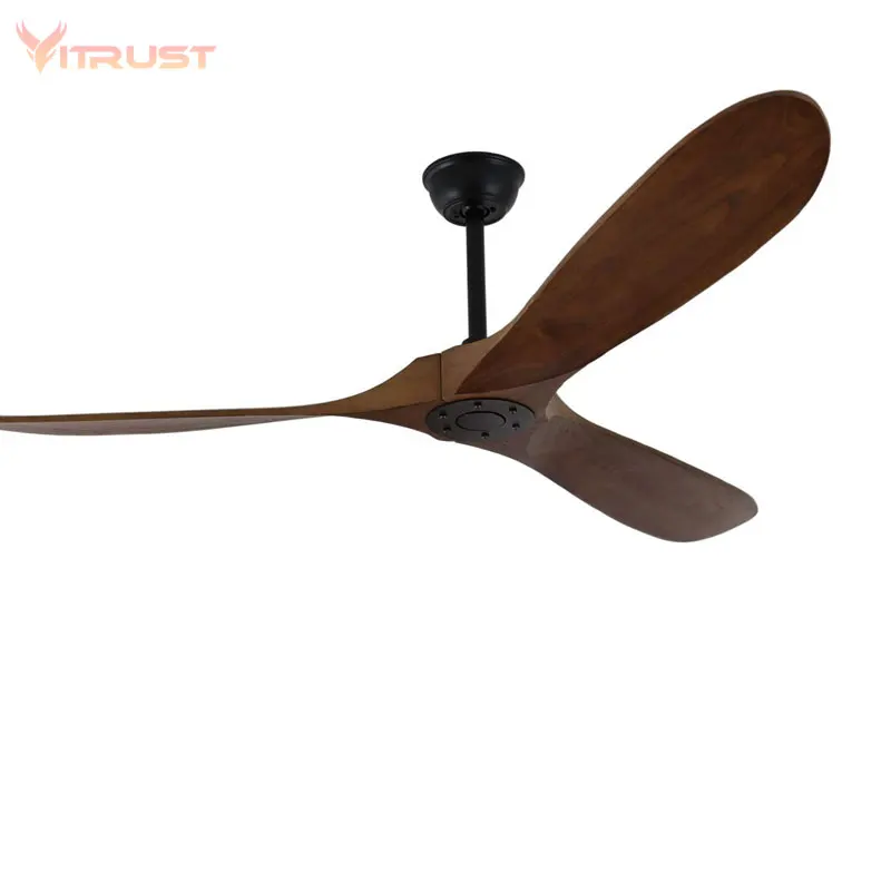 Classic Wooden Ceiling Fan Energy Efficient DC Motor 3 Solid Wood Blades with for Indoor Outdoor Ceiling Fan 42,52,60Inch