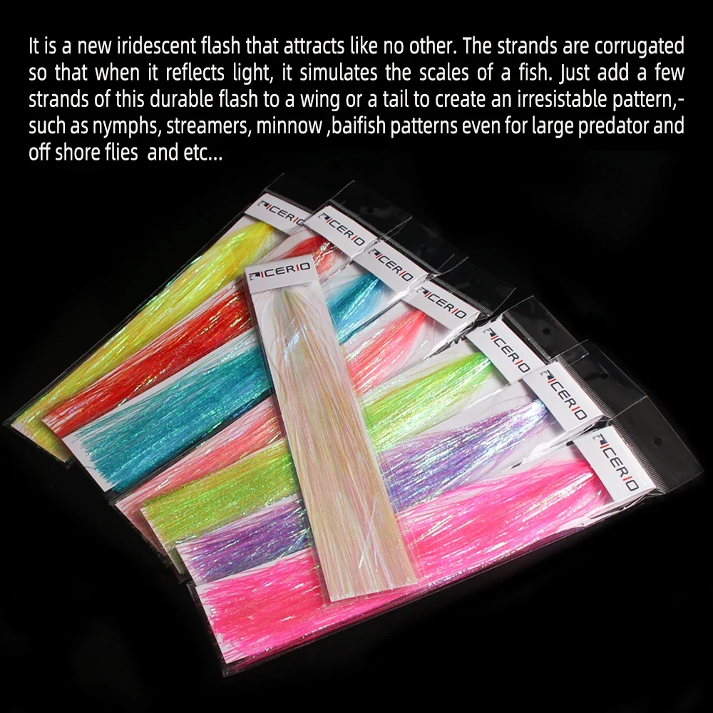 Wifreo 3packs Pearl Flash Tinsel Mylar Flashabou Tinsel Nymphs 
