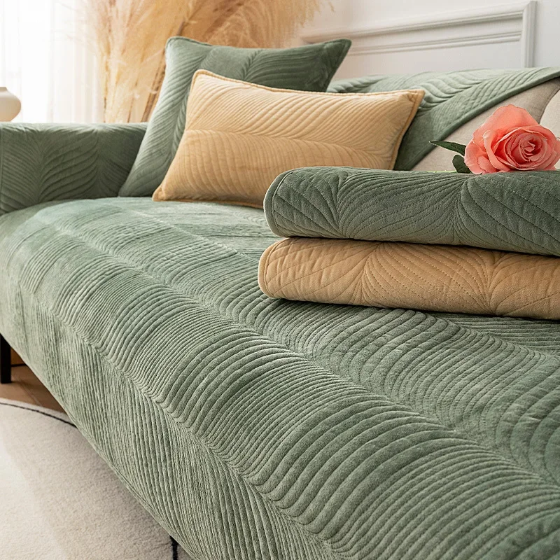 Plush Velvet Sofa Covers, Couch Cover for Living Room, Universal Towel, Non-slip, Decorative 2
