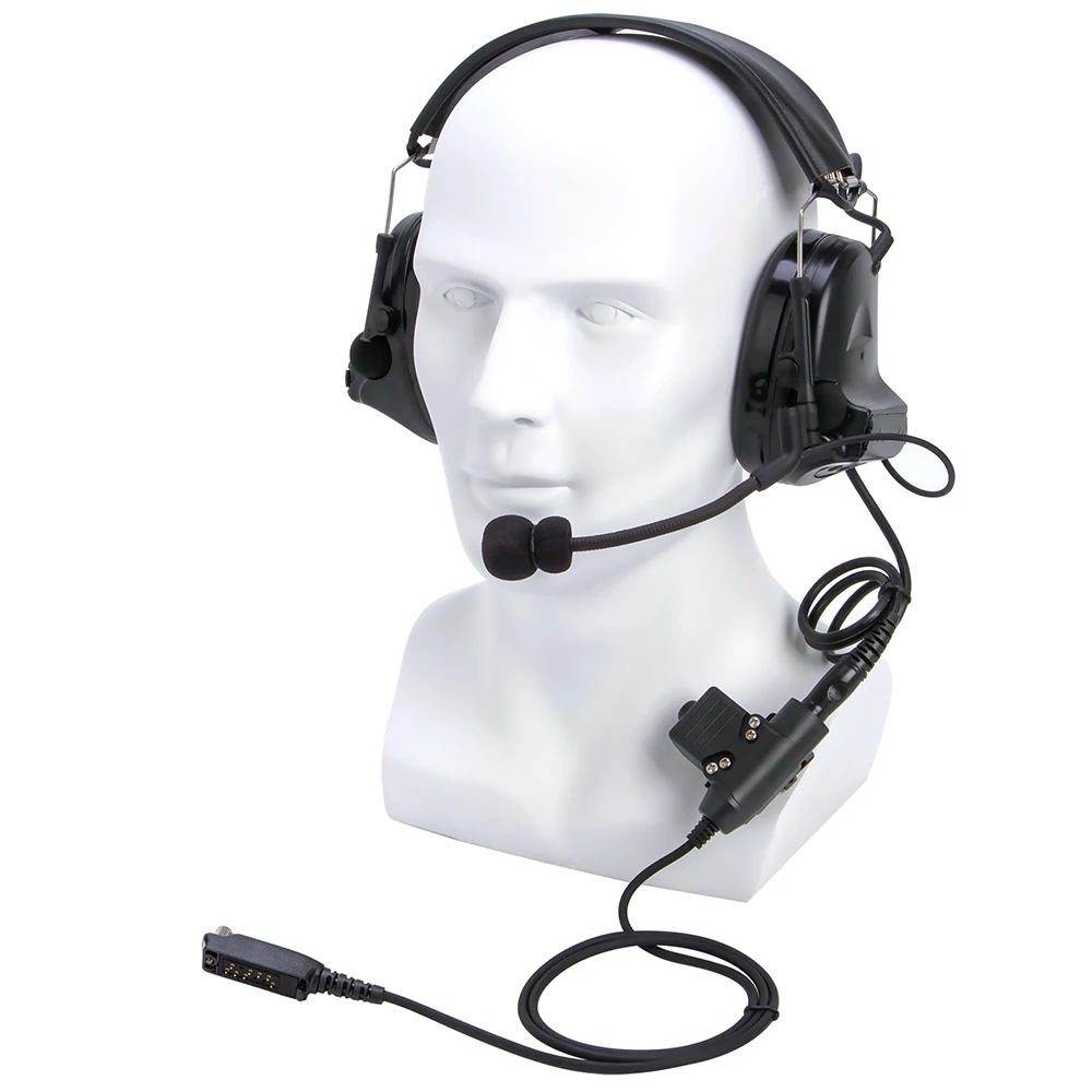 U94 PTT+black Tactical Headset and Noise Reduction Hearing Protection Shooting Headphone for Sepura Stp8000 Stp8030 Stp8035