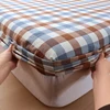 2025 New All-cotton Yarn-dyed Single Bed Hat Printed Checked Washed Mattress Cover Wrap Bed Cover 360 Degrees with Elastic 5