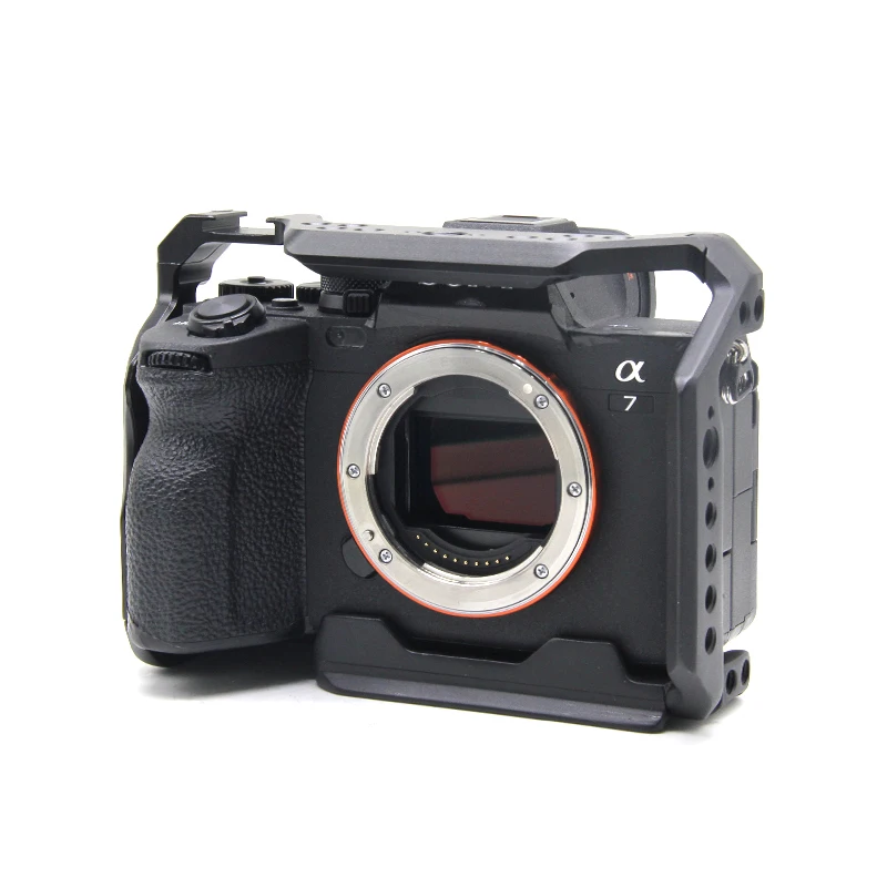 Aluminum Alloy Camera Cage For Sony A7R5 A73 w Cold Shoe Mount 1/4&3/8 Inch Screw Holes Full Dslr Cage Rig camera cage