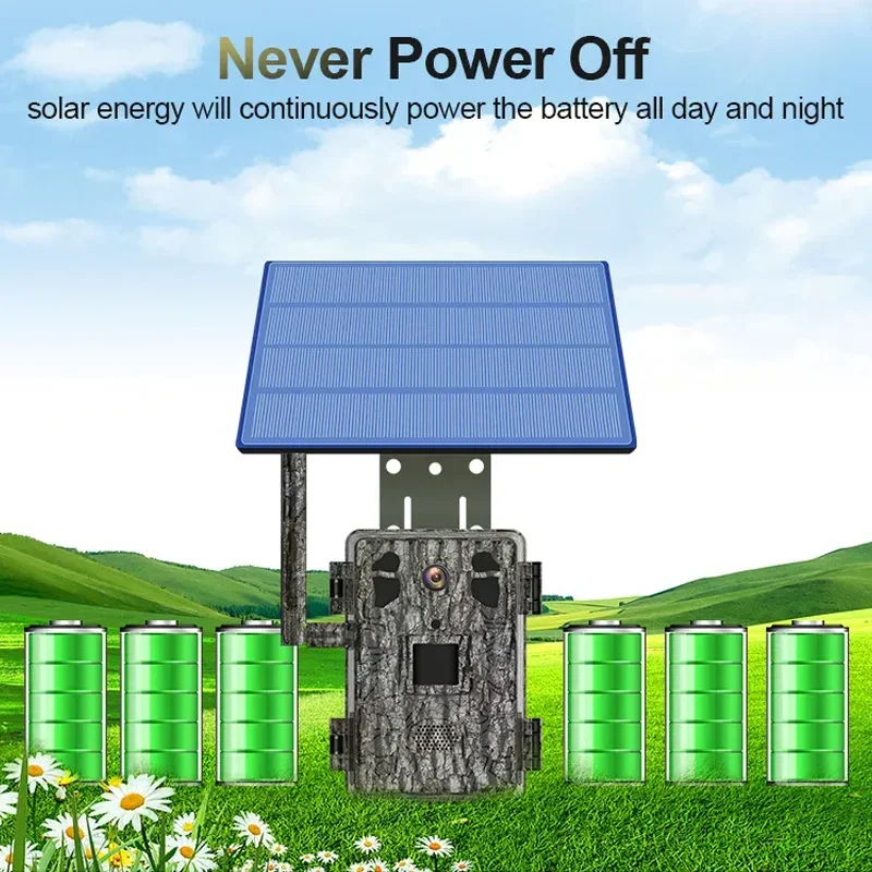 4G LTE Wildlife Solar Hunting Camera APP Wireless Infrared Night Vision Monocular PIR Detection 2.5K 14MP with Solar Panel 2