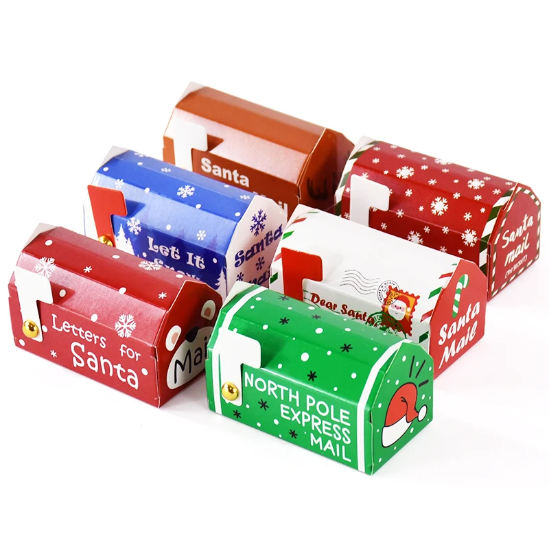 6/24pcs Christmas Mailbox Shape Candy Gift Box Kids Xmas Cookie Snack Packing Box Bag 2024 Navidad Noel Home Decor 2025 New Year