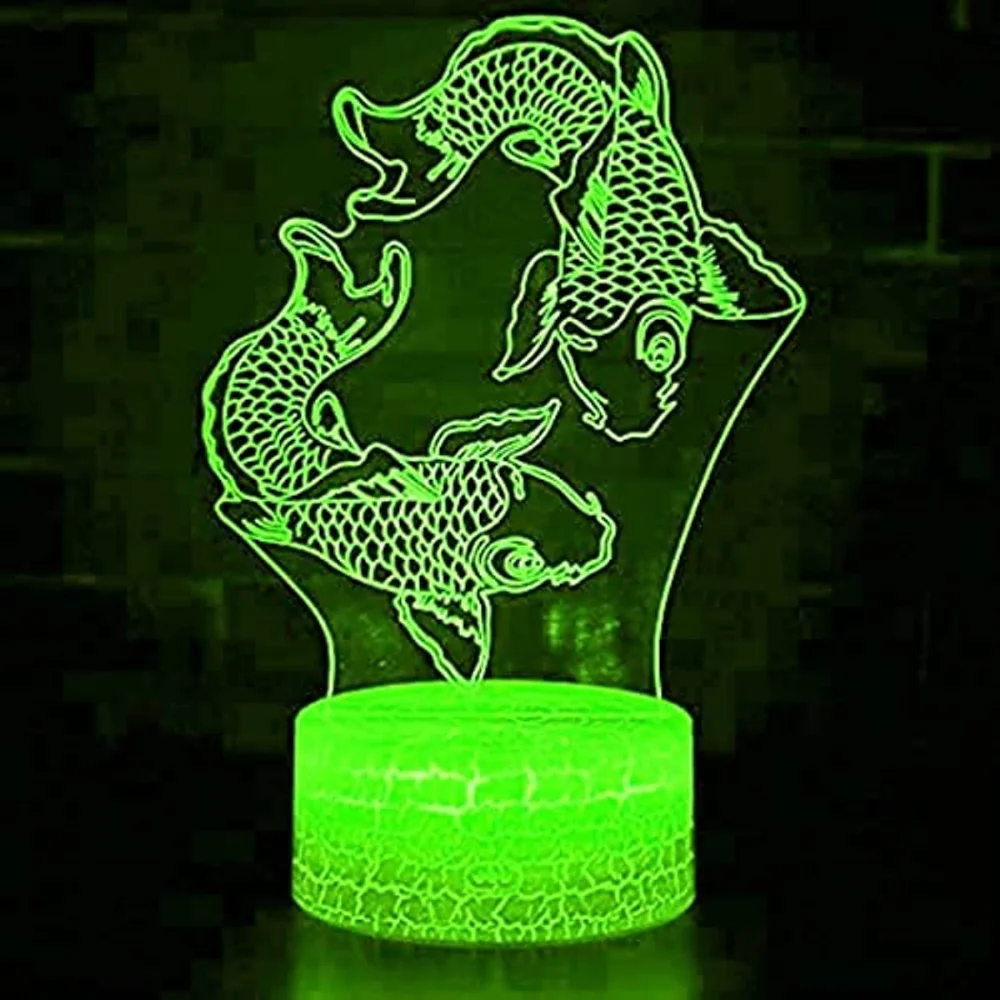 

Ночник детский с 3D рыбками, 7 цветов, USB