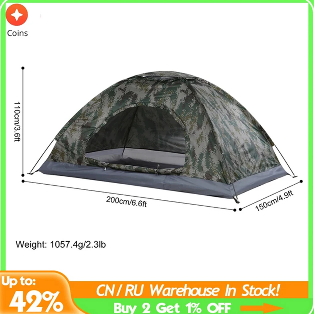 Camping Tent Portable Tent Ultralight Waterproof Camping Tent Single Layer Portable Tent Anti-UV Coating UPF 30+ for Outdoor Beach Fishing Fine Mesh Door