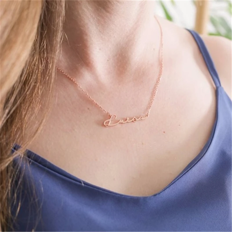 Custom Name Necklace Personalized Golden Choker Stainless Steel Necklaces For Women Man Customized Jewelry Couple Gift
