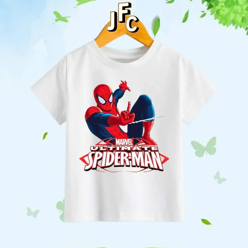 Marvel Ultimate Spider Man 키즈 티셔츠 슈퍼 히어로 그래픽 티 보이즈 100% 코튼 여름 캐주얼 탑