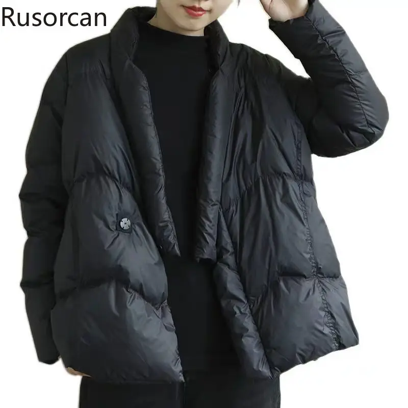 

90 White Duck Down Loose Art Down Coat 2023 Female New Winter Wear Oblique Front Personalized Design High Grade Coat for Women