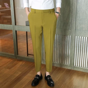 2025 New Multi-color Spring Summer Thin Section Draping Tide Suit Pants for Men,Texture Slim Small Foot Men's Casual Trousers 1
