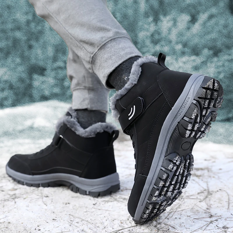Boots Men's Women Slip On Winter Shoes For Men Waterproof Ankle Boots Winter Male Snow Botines Black Botas Femininas winter snow boots,men boots,women hiking boots