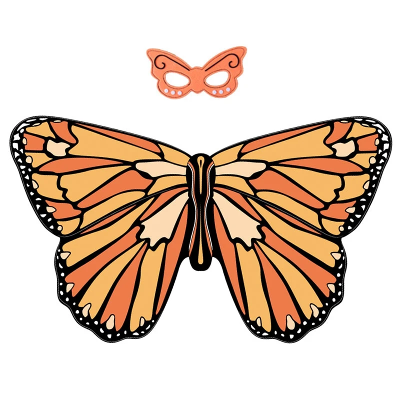 

Butterfly Wings for Girls Halloween Party Costumes, Colorful Kids Fairy Wings with Facewear, Stage Show Elf Cosplay Costumes