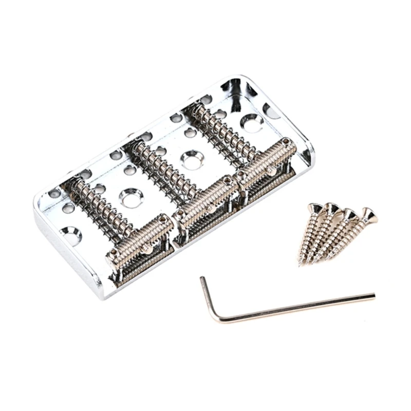 

Guitar Bridge, Metal 3-String Fixed Hardtail Guitar Bridge Saddle with 4 Pieces Mounting Screws for Electric Guitar E56D