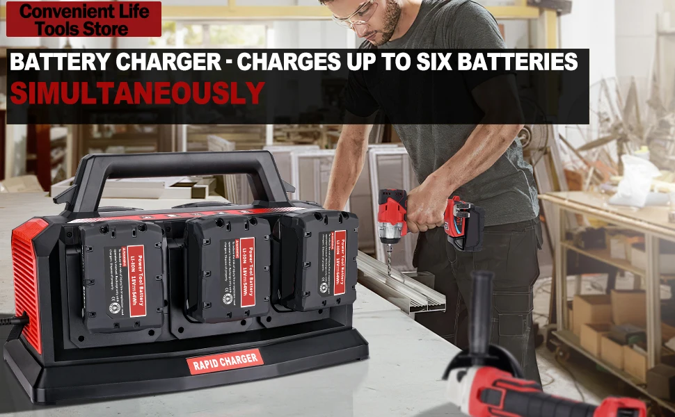 Replacement for Milwaukee M18 Battery Charger Station 6-Ports Simultaneous Rapid
