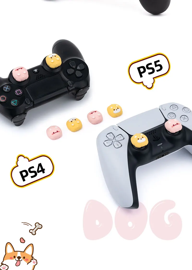 New Silicone Jon Con Thunb Grip Caps For PS4 PS5 Cute Dog Cat Joystick Caps For NS Pro Cover Analog Thumb Stick Grips
