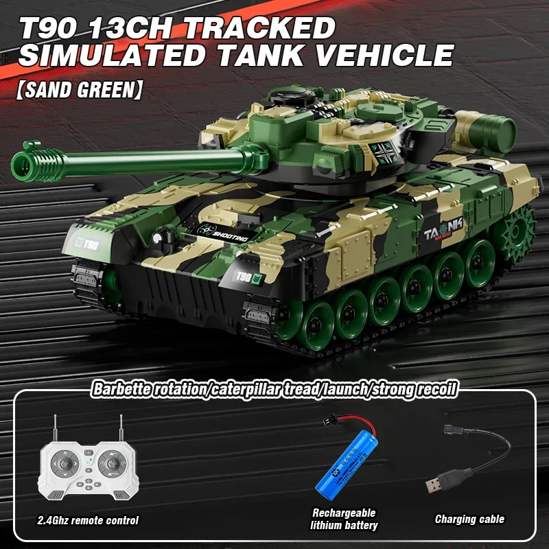 Rc Tank 99 T90 Remote Control Tanks 13Ch Shootting Function Crawler Battle Toy Car Model Electronic Toys for Boys Children Gifts 6