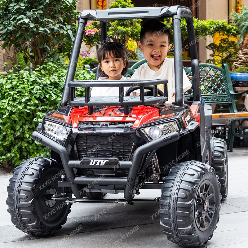 

Oversized Double Seat Perambulator Electric Four-Wheel Toy Car Can Sit Adult Parent-Child Stroller off-Road