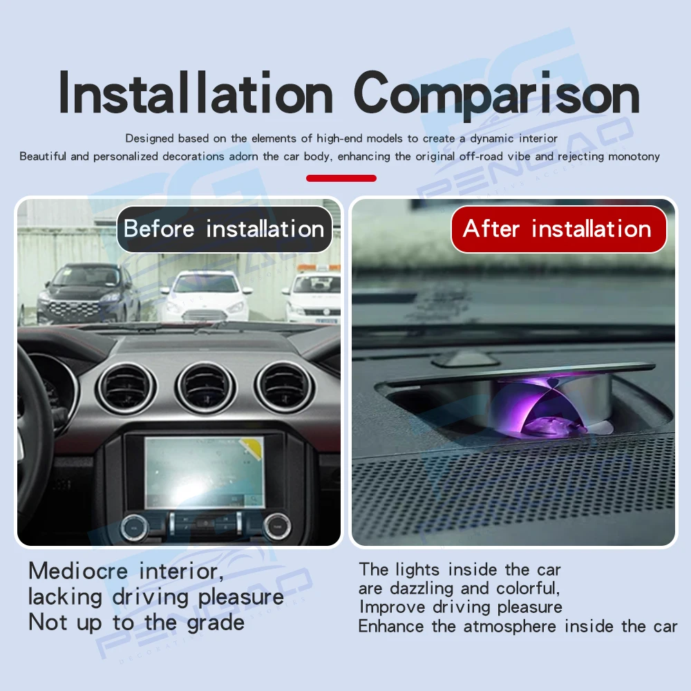 2015-2023 포드 머스탱 리프트 센터 장착 오디오 고음 경적 앰비언트 라이트 의식적 오디오 개조 업그레이드