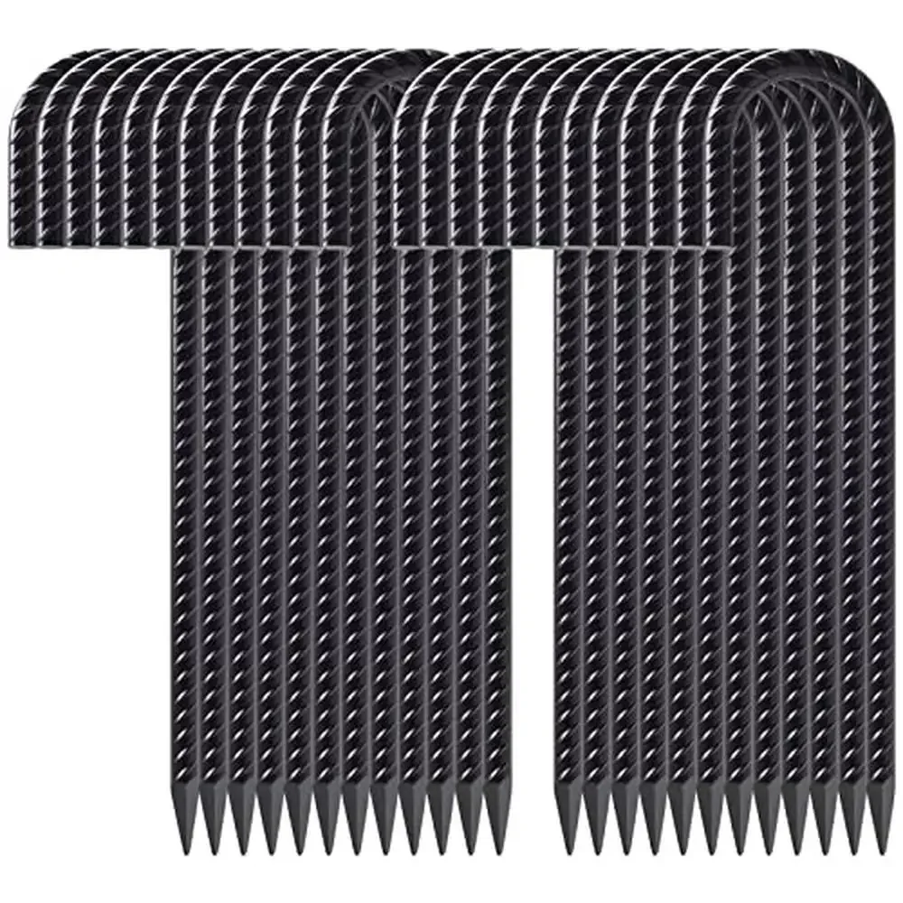 Heavy Duty Steel J Hooks 16" Rebar Stakes Kit 24 Pcs Black Ground Anchor Garden Spike