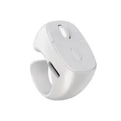 Compact Bluetooth Page Turner with Fingertip Ring Remote and USB Rechargeable Scrolling (White)