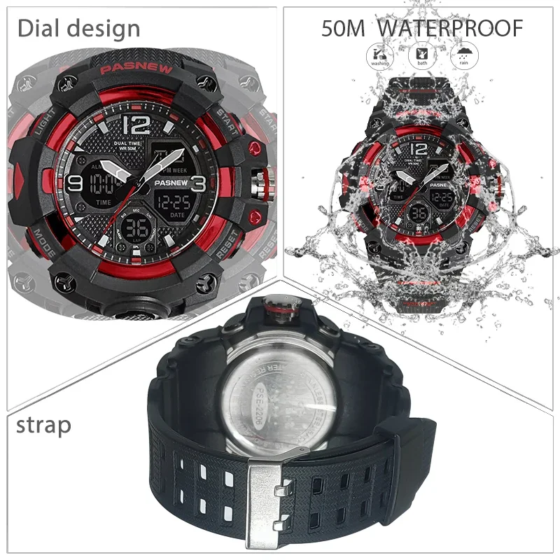 Waterproof Sports Watch Men Dual Display Multifunction Diving Hand Clock Boy Running Casual Electronic Digital Wristwatch Male