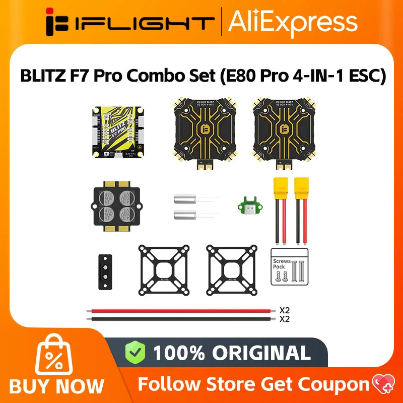 

Комплект iFlight BLITZ F7 Pro Combo с BLITZ E80 Pro 4-в-1 ESC для FPV RC Drone