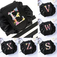 Fashion Unisex Portable Lazy Storage Cosmetic Bag Drawstring Pink Letter Print Magic Makeup Pouch  Foldable Travel Toiletry Bag 1