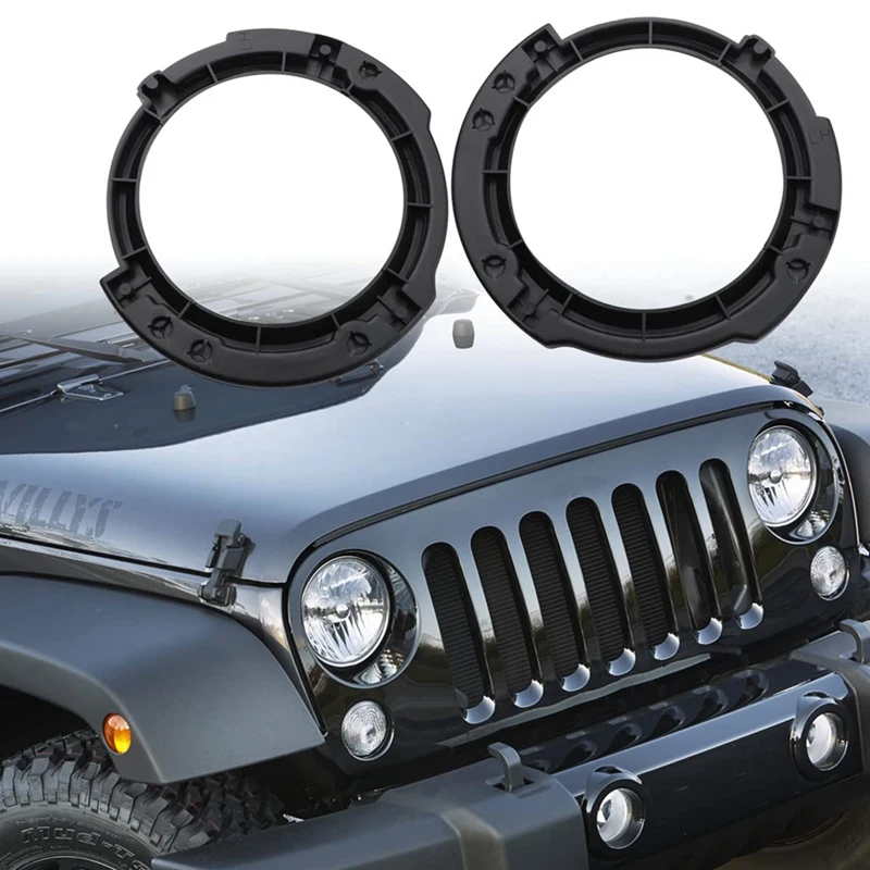 7 Inch Round Headlight Mounting Retaining Bracket Ring Set With Headlight Metal Ring For Jeep Wrangler JK 2007-2017